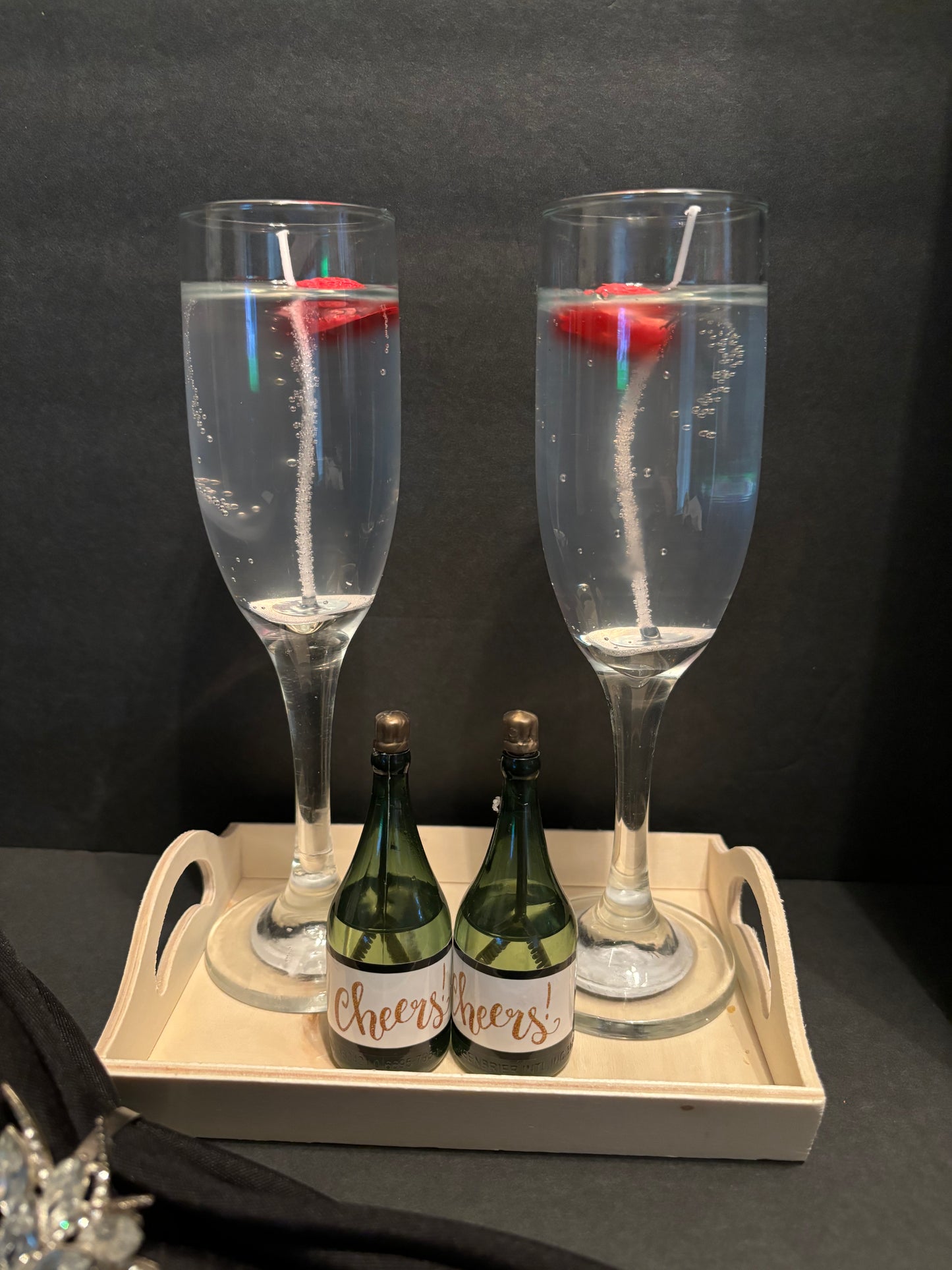 Champagne candle for 2 with strawberries and real bubbles